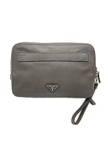 Prada PRADA Saffiano Leather Clutch Bag 2VF052 Greige Men's (view 1)