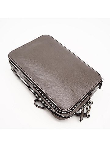 Prada PRADA Saffiano Leather Clutch Bag 2VF052 Greige Men's (view 2)