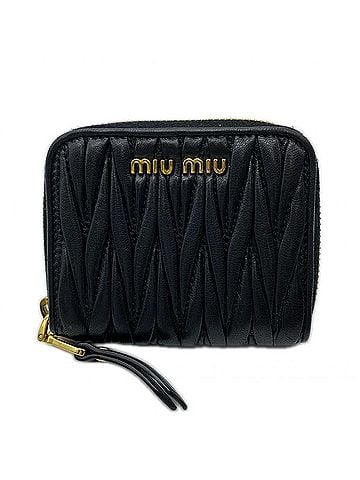 Miu Miu Miu Miu MIUMIU Matelassé Wallet/Coin Case 5MM268, Black Lambskin, Women's (view 1)