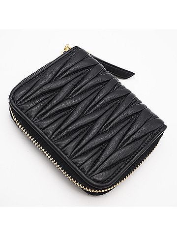 Miu Miu Miu Miu MIUMIU Matelassé Wallet/Coin Case 5MM268, Black Lambskin, Women's (view 2)