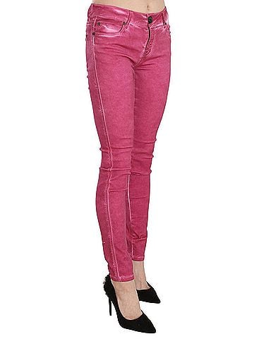 Plein Sud Pink Velvet Mid Waist Skinny Trouser Women's Pants (view 2)