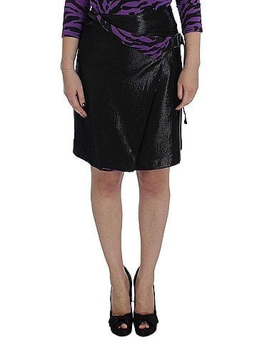 Exte Black Wool Silk Above Knee Straight Women's Skirt (view 1)