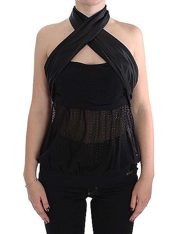 Exte Black Neck Wrap Top Women's Blouse (view 1)
