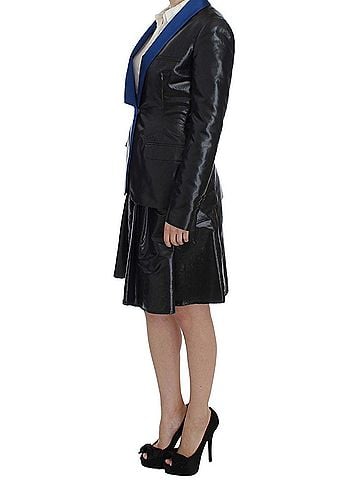 Exte Black Blue Two Piece Suit Skirt &amp; Women's Blazer (view 2)