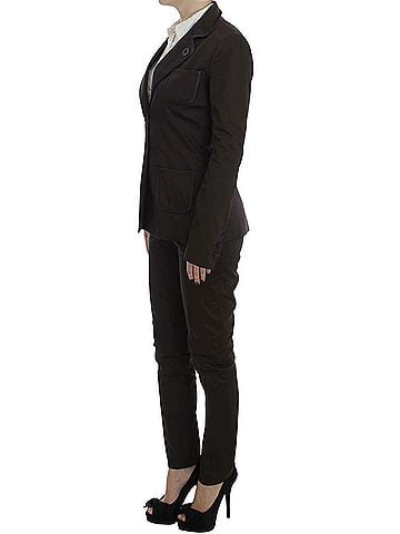 Exte Brown Stretch Two Button Women's Suit (view 2)