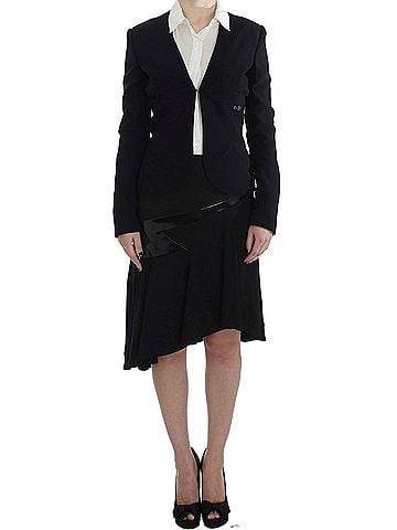 Exte Black Blue Two Piece Suit Skirt &amp; Women's Blazer (view 1)