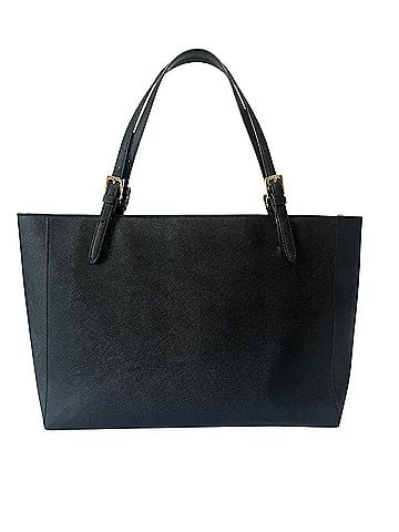 Tory Burch York Saffiano Leather Buckle Black Gold Double T 15" Laptop Leather Tote (view 2)