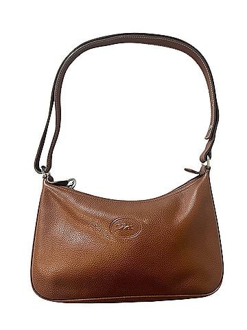 Longchamp Le Foulonné Vintage Brown Pebbled Leather Baguette Crossbody Leather Shoulder Bag (view 1)