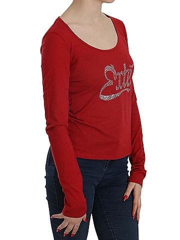 Exte Red Crystal Embellished Long Sleeve Women's Blouse (view 2)