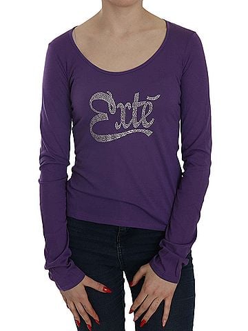 Exte Purple Crystal Embellished Long Sleeve Casual Women's Top (view 1)