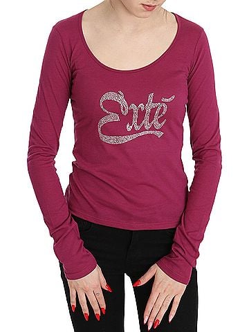 Exte Pink Crystal Embellished Long Sleeve Women's Top (view 1)