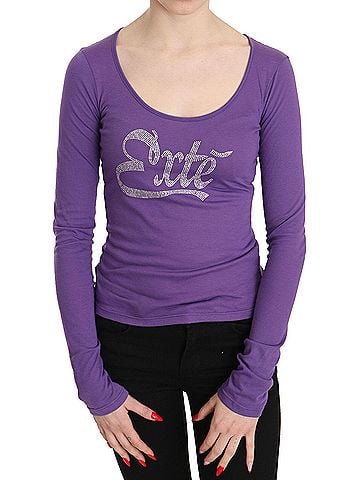 Exte Purple Crystal Embellished Long Sleeve Top Women's Blouse (view 1)