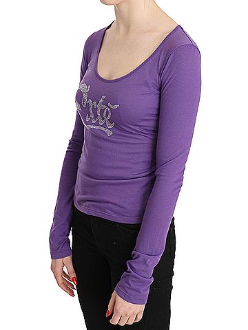 Exte Purple Crystal Embellished Long Sleeve Top Women's Blouse (view 2)