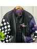 Jh Collectibles 100% Leather Black Purple White Leather Jacket Size L - photo 4