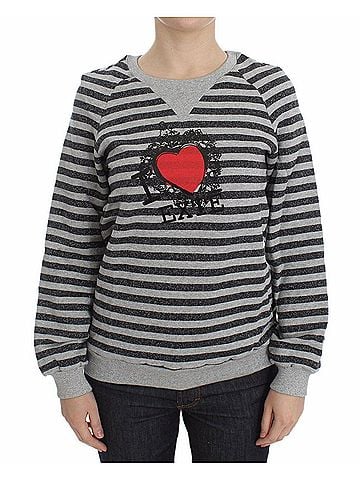 Exte Gray Striped Cotton Crewneck Women's Sweater (view 1)