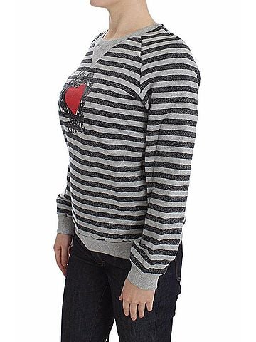 Exte Gray Striped Cotton Crewneck Women's Sweater (view 2)