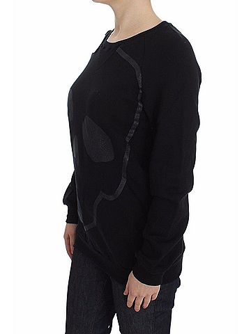 Exte Black Cotton Motive Print Crewneck Pullover Women's Sweater (view 2)