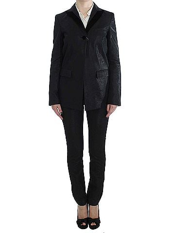 Exte Black One Button Three Piece Women's Suit (view 1)