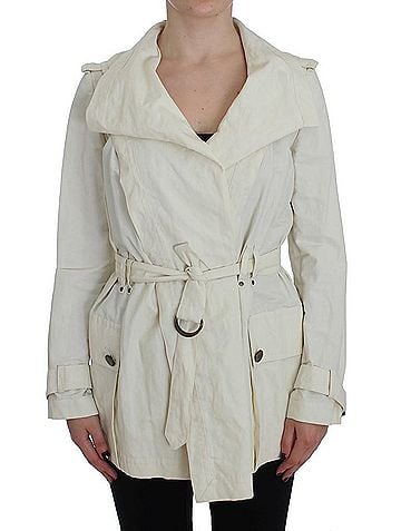 Plein Sud White Trench Coat Women's Jacket (view 1)
