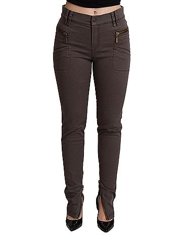 Plein Sud Brown Cotton Stretch Skinny Denim Women's Jeans (view 1)