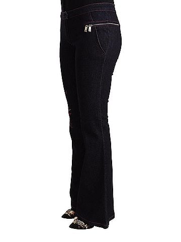 Exte Black Cotton Mid Waist Cotton Flared Women's Jeans (view 2)