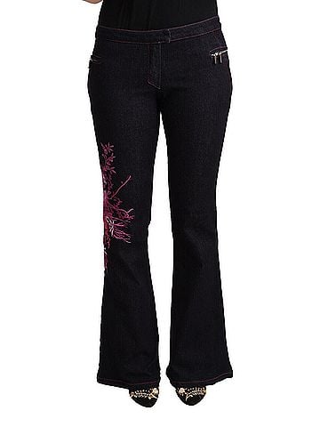 Exte Black Cotton Mid Waist Cotton Flared Women's Jeans (view 1)