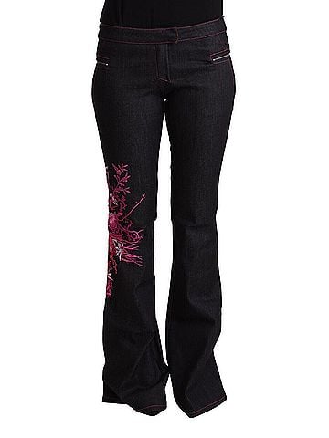 Exte Black Cotton Stretch Mid Waist Cotton Flared Denim Women's Jeans (view 1)