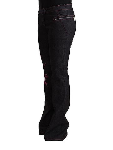 Exte Black Cotton Stretch Mid Waist Cotton Flared Denim Women's Jeans (view 2)
