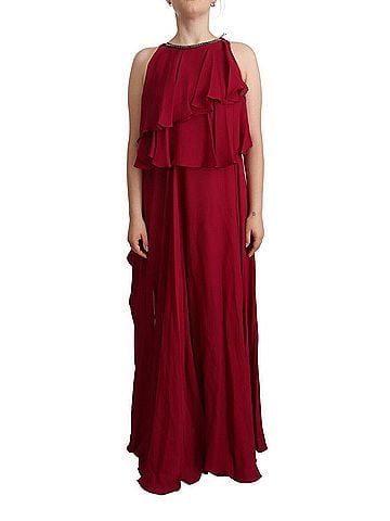 Plein Sud Orchid Silk Sleeveless Long Maxi Ruffle Shift Women's Dress (view 1)