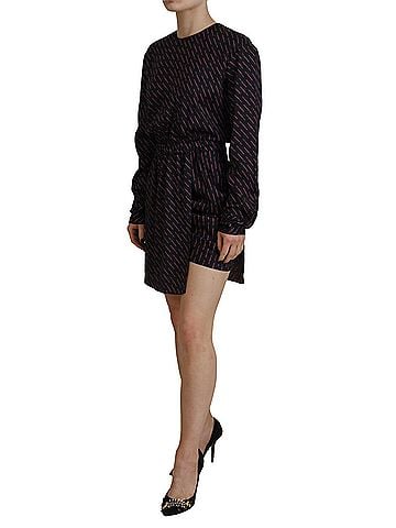 Dsquared2 Black Logo Print Long Sleeves A-line Mini Women's Dress (view 2)