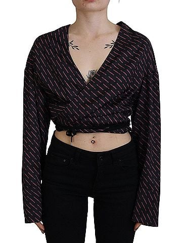 Dsquared2 Black Polyester Cropped Logo Printed Blouse Women's Top (view 1)