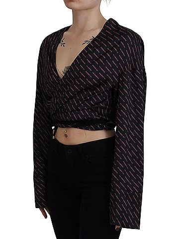 Dsquared2 Black Polyester Cropped Logo Printed Blouse Women's Top (view 2)