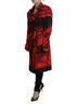 Dsquared2 100% Synthetic Solid Red Red Printed Button Collared Desigual Coat Women's Jacket Size XS - photo 2