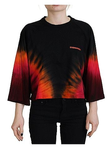 Dsquared2 Black Cotton Tie Dye Crew Neck Casual Women's Top (view 1)
