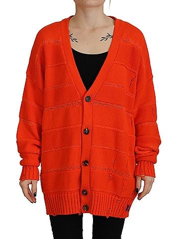 Dsquared2 Orange Cotton Knitted Buttoned Cardigan Women's Sweater (view 1)