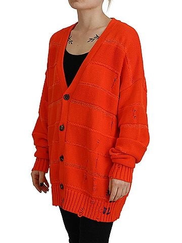 Dsquared2 Orange Cotton Knitted Buttoned Cardigan Women's Sweater (view 2)