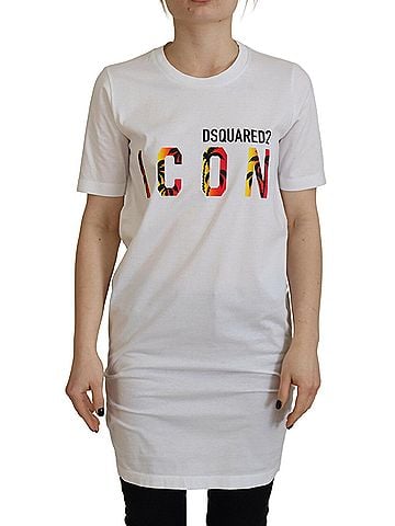 Dsquared2 White Cotton Icon Logo Print Crewneck Women's T-shirt (view 1)
