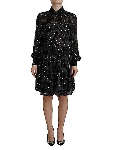 Dsquared2 Black Polka Dot Long Sleeves Button Down Women's Dress (view 1)