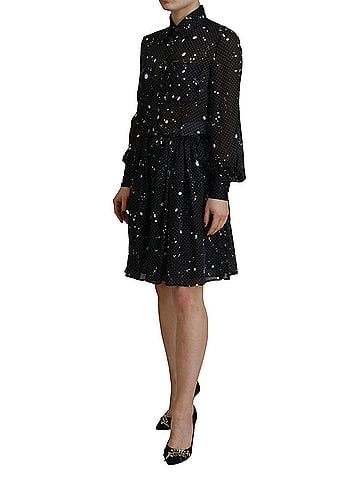 Dsquared2 Black Polka Dot Long Sleeves Button Down Women's Dress (view 2)