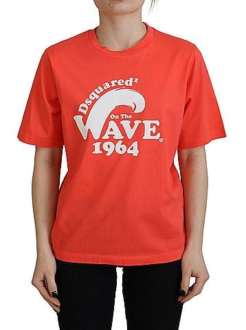 Dsquared2 Orange Logo Cotton Crewneck Short Sleeve Women's T-shirt (view 1)