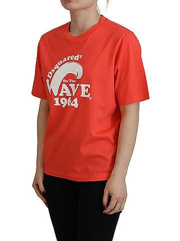 Dsquared2 Orange Logo Cotton Crewneck Short Sleeve Women's T-shirt (view 2)
