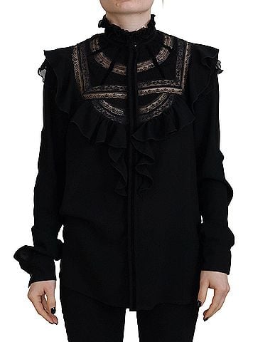 Dsquared2 Black Lace Trim Turtle Neck Long Sleeves Women's Top (view 1)
