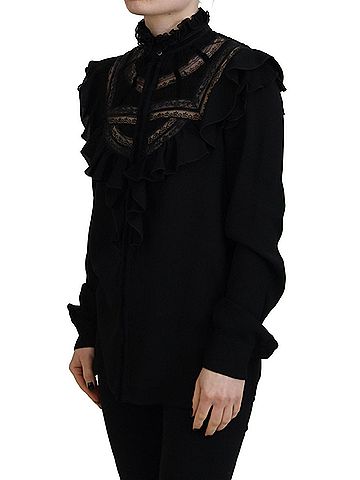 Dsquared2 Black Lace Trim Turtle Neck Long Sleeves Women's Top (view 2)