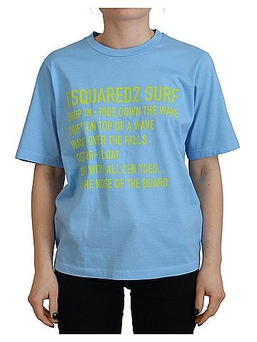Dsquared2 Blue Logo Print Cotton Crewneck Short Sleeve Women's T-shirt (view 1)