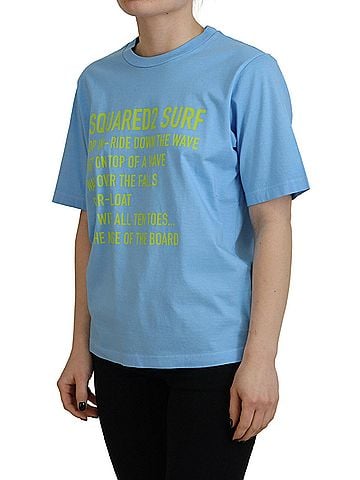 Dsquared2 Blue Logo Print Cotton Crewneck Short Sleeve Women's T-shirt (view 2)