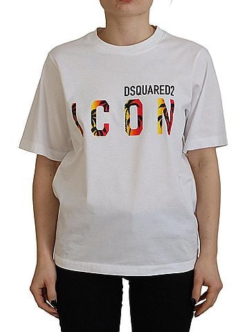 Dsquared2 White Cotton Shiny Icon East Tee Crewneck Women's T-shirt (view 1)