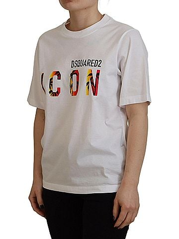 Dsquared2 White Cotton Shiny Icon East Tee Crewneck Women's T-shirt (view 2)