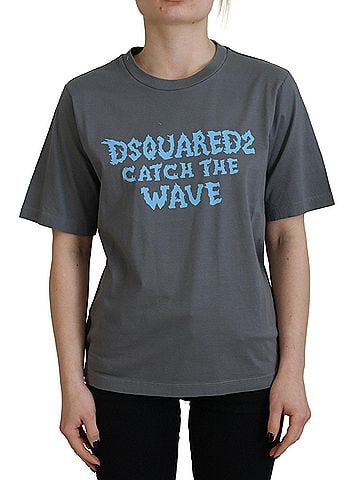Dsquared2 Gray Logo Cotton Crewneck Short Sleeve Tee Women's T-shirt (view 1)