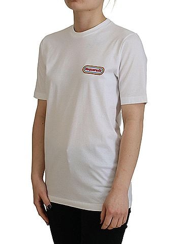 Dsquared2 White Logo Patch Crewneck Short Sleeve Tee Women's T-shirt (view 2)