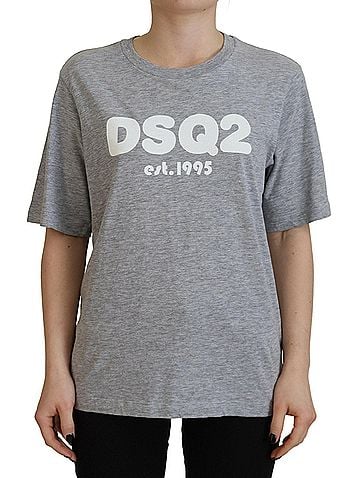 Dsquared2 Gray Logo Cotton Crewneck Short Sleeve Tee Women's T-shirt (view 1)